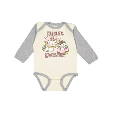 

Inktastic My Aunt Loves Me Unicorn Gift Baby Boy or Baby Girl Long Sleeve Bodysuit