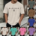 thumbnail image 3 of FUZHIQ Christian Shirts for Men Blessed Cross Graphic T-Shirt Casual Streetwear Vintage Tee God T-Shirt Top, 3 of 5