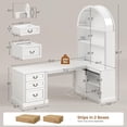 thumbnail image 2 of 67" L Shaped Computer Desk with Tall Arched Bookshelf and 3 Storage Drawers, 2 of 7