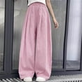 thumbnail image 6 of ZACPNCV Girls Wide Leg Pants Lightweight Casual Elastic High Waist Straight Leg Loose Trousers Pink 8-9 Years, 6 of 7