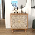 thumbnail image 6 of Farmhouse Storage Sideboard - Decorative Entryway Cabinet with Floral Motif Carved Doors, Accent Cabinet for Living Room, Dining Room, Bathroom, 6 of 9