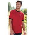 thumbnail image 4 of Mens Breast Cancer Awareness Ribbon 100% Cotton Ringer Tee Shirt, 4XL White/Navy, 4 of 5