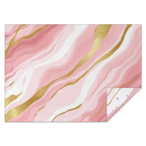 Pink and Gold Marble Texture Rectangle Tablecloth 60"x84",Waterproof Polyester Rectangle Table Cloth, Wipeable Spillproof Polyester Tablecloth for Dining, Camping, Indoor and Outdoor