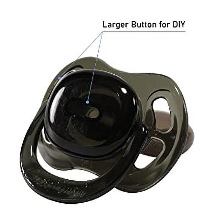 CutiePlusU Adult Sized Pacifier Dummy for Adult Babies-Crystal Butterfly Shape Big Shield 2 Pack- Black,White