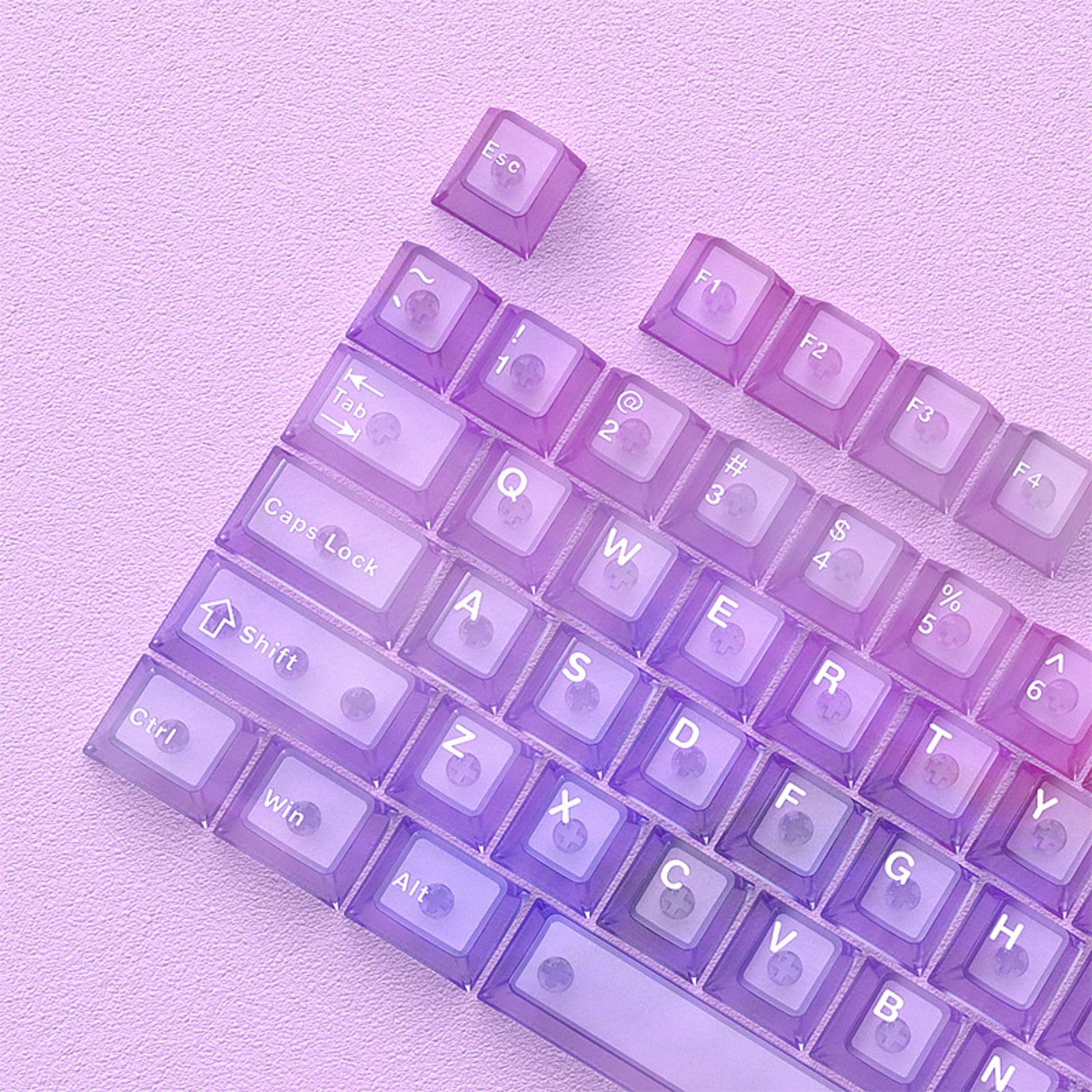Transparent Gaming Keycaps Multi-Color 60 / 75 / 104 Layouts