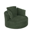 thumbnail image 6 of Kosynda 45" Oversized Round Chaise Longue Chair Indoor with Cushioned Backrest, Modern Cloud Couch Circle Chair with Deep Seat for Living Room, Green, 6 of 7