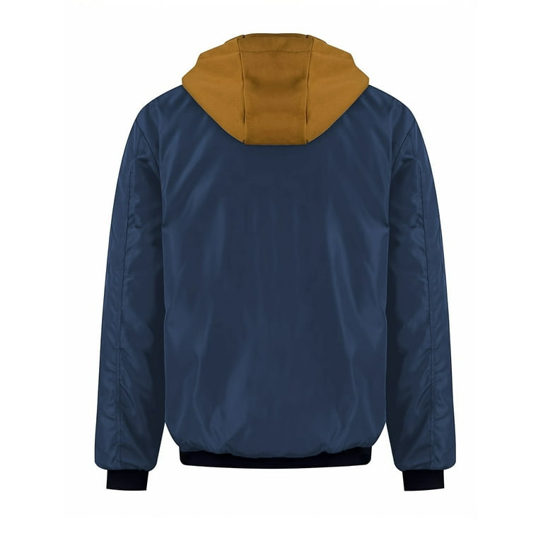 Hxshgdsn Flight Jacket For Men With Hoodie，Patchwork Plaid Lining