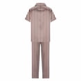 thumbnail image 4 of Cavosen Button up Pajamas for Women Set 2 Piece Soft Sleepwear Short Sleeve Collar Shirts Long Pants Nightwear Striped Loungewear with Pocket Casual House Pjs Outfits Brown S, 4 of 6