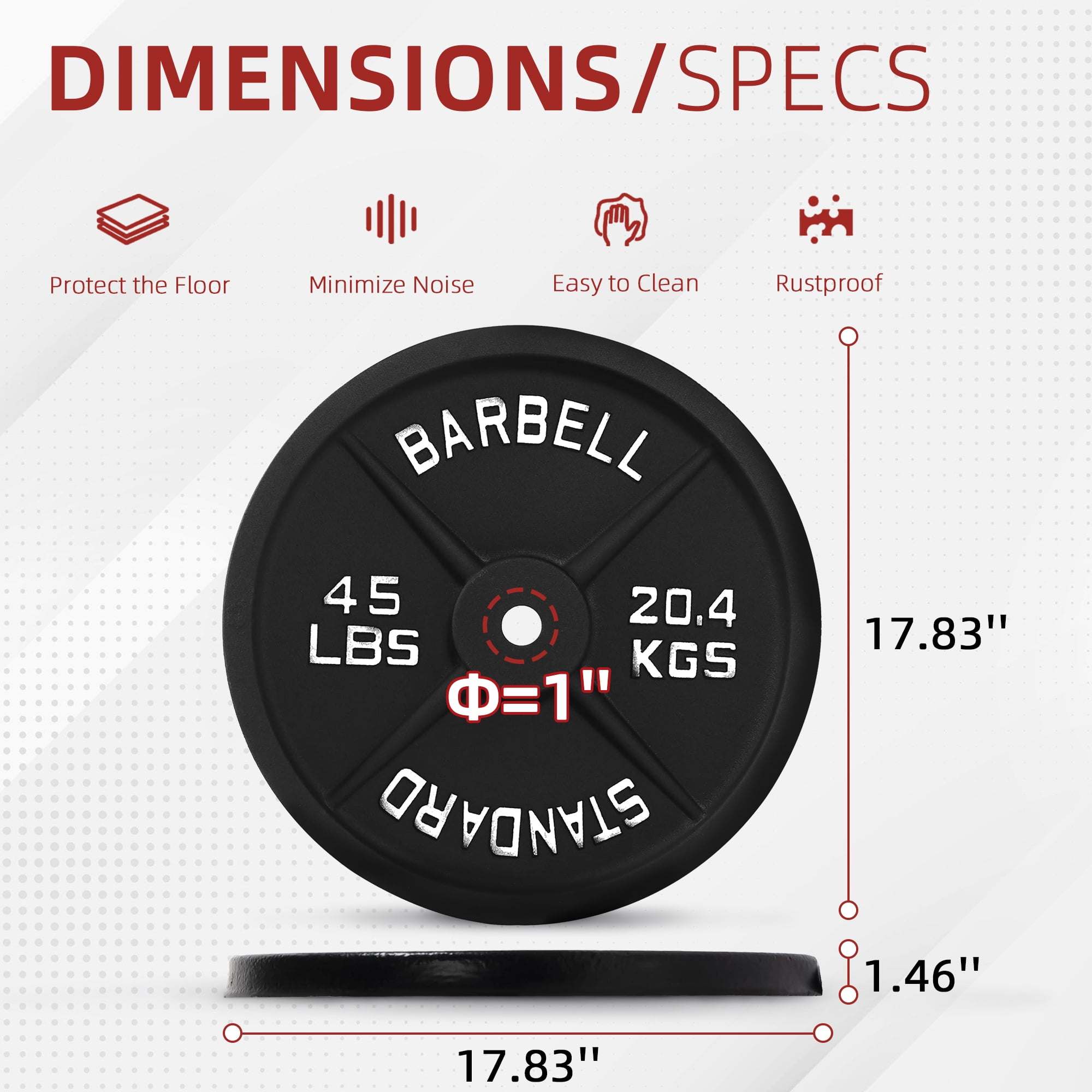 BalanceFrom 100 lbs fitness set, 5-foot standard barbell (10 lbs) with star lock, cast iron weight stack (50 lbs), suitable for a variety of training, suitable for home and professional gym