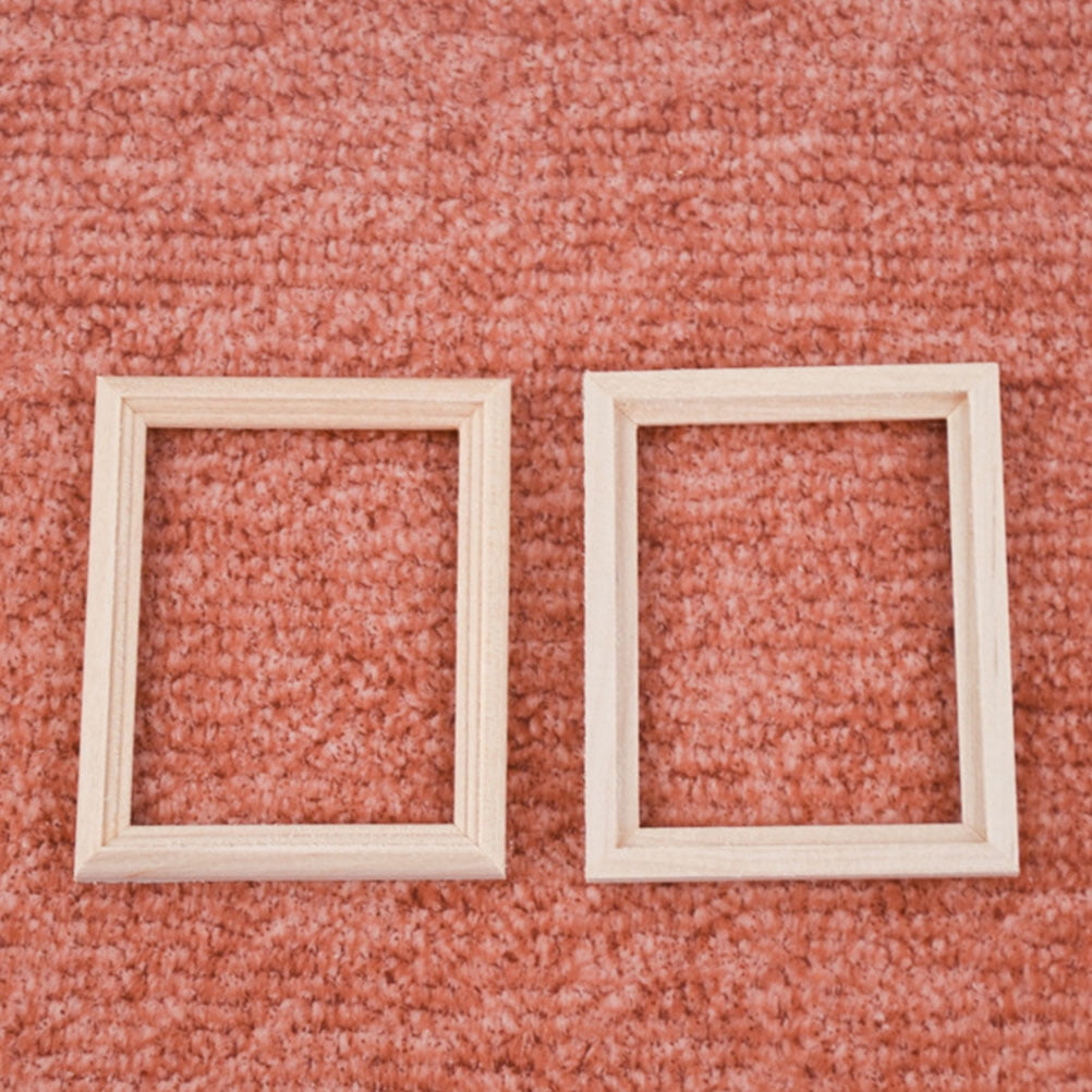 Gymnture Miniature Wooden Furniture Vintage Frames for Dollhouse Decoration
