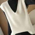 thumbnail image 4 of DHFJKG Womens Knitted Sweater Vests Layering Top Deep V Neck Solid Color Sleeveless Tunic Pullover Loose Fit Comfort Tops, 4 of 4