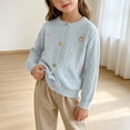 thumbnail image 6 of Acaics Girls Cable Knit Cardigan, Long Sleeve Crew Neck Button Down Cute Embroidery Sweater with Pockets for Fall Winter, 6 of 8