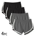thumbnail image 4 of WREESH 4PC Womens Workout Shorts Elastic Waist Summer Solid Casual Outing Short Pants, 4 of 9