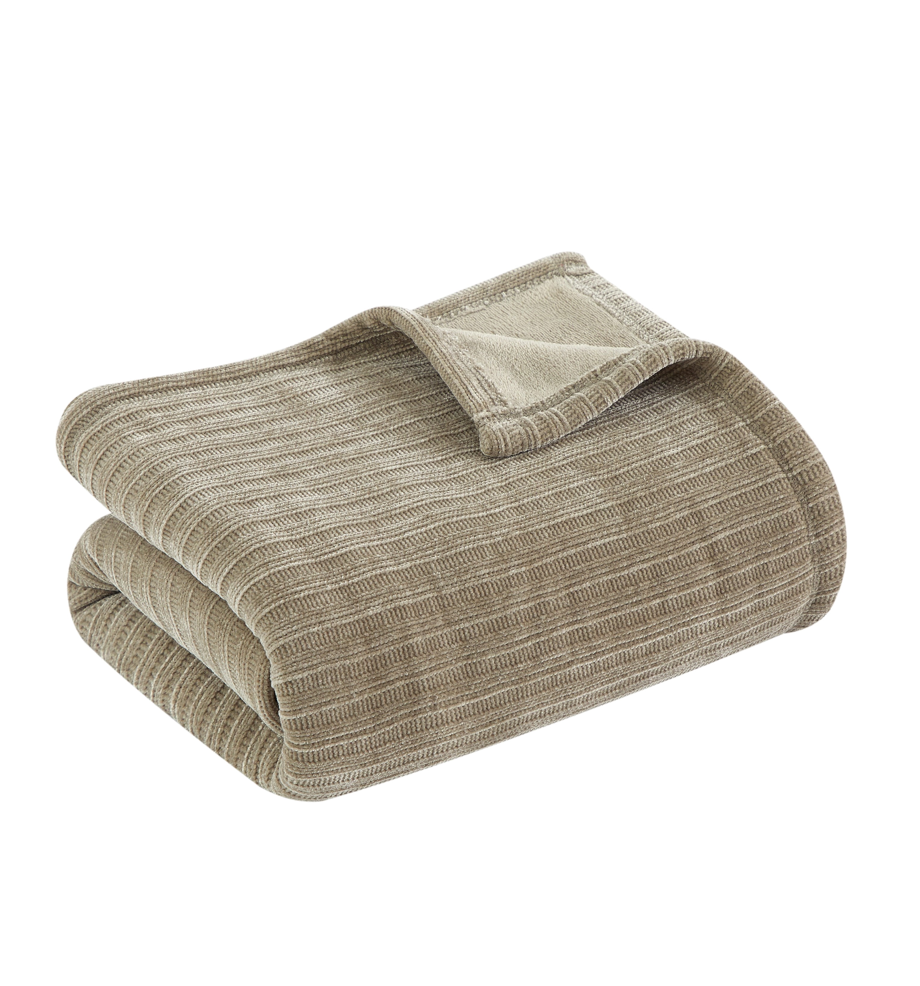 Mainstays Cozy Chenille Reverse to Plush Soft Couch Throw, Washed Stone, Standard Size