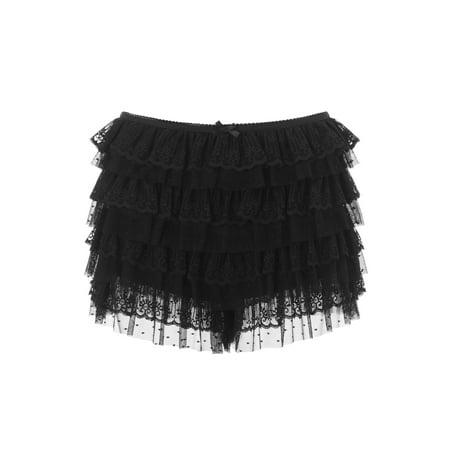 Binwwede Women s Elegant Lcae Shorts  Ruffled Layered Elastic Waist Lace Short Pants Bloomers Streetwear