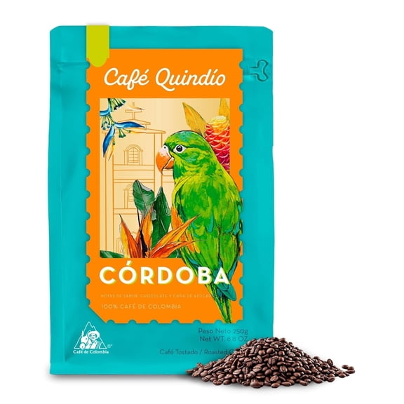 Cafe Quindio Cordoba Municipal Harvest - Medium Roast 100% Colombian Excelso Whole Bean Arabica Coffee with Natural Chocolate and Brown Sugar Tasting Notes (8.8 Ounce (Pack of 1))
