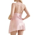 thumbnail image 4 of Defitshape Women's Silk Nightgown Lingeries Sheer V Neck Nightwear Satin Sleepwear Lace Chemise Mini Nightgown Pink X-Large, 4 of 5