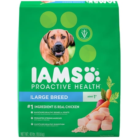 IAMS PROACTIVE HEALTH Adult Large Breed Dry Dog Food Chicken, 40 lb. (Best Large Breed Puppy Food For Sensitive Stomachs)