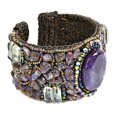 thumbnail image 2 of Purple Enchantment Oval Agate and Amethyst Handmade Cuff, 2 of 5
