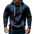 thumbnail image 2 of Dagegui Winter Hoodies for Men Trendy Quarter Zip Pullover Multi-Pockets Gym Shirt Fleece Lined Long Sleeve Sweatshirts Navy XXXXXL, 2 of 4