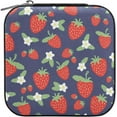 thumbnail image 2 of SKYSONIC Strawberry Travel Jewelry Box PU Leather Jewelry Organizer Ideal Gift for Women Girls, Portable Mini Jewelry Travel Case for Stud Earrings Rings Necklaces Bracelets, 2 of 7