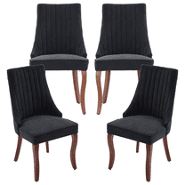 Dining Chairs Set of 4, Paproos Velvet Upholstered Dining Chairs, Mid Century Accent Chair Side Chair with High Backrest and Solid Wood Legs, Dining Kitchen Living Room, Black