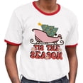 thumbnail image 2 of Sleigh Tis the Season Ringer Tee Shirt Unisex X-Large White/Red, 2 of 5