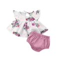 thumbnail image 4 of Birdeem Chemises pour Filles Mignonnes Décontractées Enfants Imprimé Bandage Manches Courtes Col Rond Hauts et Ensembles de Shorts, 4 of 9