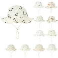 thumbnail image 4 of Xfvqtps Infant Bucket Hat Adjustable Drawstring Cute Print Wide Brim Wave Edge Sun Protection Sunshade Soft Breathable Outdoor Sun Hat for 3-12 Months White, 4 of 4