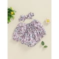 thumbnail image 3 of Nygoyerh Baby Girls Floral Print Romper 3M 6M 12M 18M Elastic Neckline Outfits Long Sleeve Shirred Jumpsuit + Headband Newborn Infant Clothing, 3 of 8