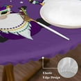 thumbnail image 4 of Mardi Gras Round Fitted Table Cover Carnival Gnome Mask Deep Purple Theme Waterproof Table Cloth with Elastic Edge Wipeable Tablecloth for Picnic Camping Party Fits 55"-60" Diameter, 4 of 8