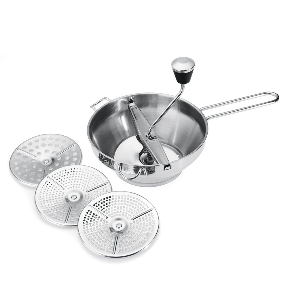 Manual Stainless Steel Food Mill with 3 Different Milling Discs, 2