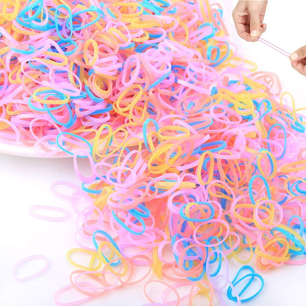 Arwibon 1000Pcs Multicolor Mini Rubber Bands Hair Ties, Soft Elastic, for Kids Hair, Braids Hair