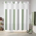 thumbnail image 6 of No Hook Shower Curtain, Sage Green Grey Stripe Shower Curtains for Bathroom with See Through Top Window, Modern Farmhouse Vertical Striped Waterproof & Washable Bath Curtain 66"x72", 6 of 9