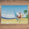 thumbnail image 3 of Ambesonne Christmas Jigsaw Puzzle, Santa on Beach Surf, Heirloom-Quality Fun Activity for Family Durable Cardboard, 1000 pcs, Blue Yellow, 3 of 5