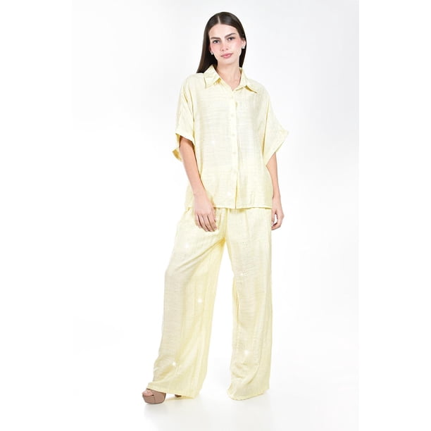 Conjunto camisero con brillo Roman Fashion /Juvenil, 01645 (Amarillo) amarillo M