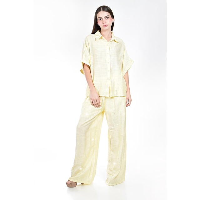 Conjunto camisero con brillo Roman Fashion /Juvenil, 01645 (Amarillo) amarillo G