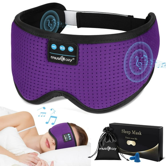 MUSICOZY Écouteurs de Sommeil à Bruit Blanc, Masque de Sommeil Bluetooth Écouteurs de Musique Sans Fil 3D pour Insomnie Yoga Voyage Bureau Relax Gadgets Technologiques Cadeaux