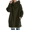 thumbnail image 1 of Womens Ladies Long Hoodie Tunic Winter Warm Fleece Jackets Casual Oversize Sweatshirt Coat Zip Up Hoodies With Pockets, 1 of 2