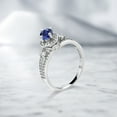 thumbnail image 3 of Gem Stone King 925 Sterling Silver Blue Created Sapphire Engagement Ring for Women (1.54 Cttw, Round 5MM, Available in Size 5, 6, 7, 8, 9), 3 of 4