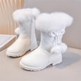 thumbnail image 5 of Girls' Zip Up Quilted Boots Pom Pom Bow Furry Cuff Full Fleece Lined Soft Anti-Slip Sole for Little Girls Chilly Outdoor Daily Outfits, Snow Boots for Girls 4-11 Years White 10.5-11 Years, 5 of 9