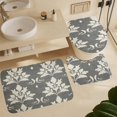 thumbnail image 6 of Bathroom Mat Set, Gray Leaf Damask Pattern Printed on Bathroom Shower Curtain Sets with Rugs, Perfect for Hotel Dorm Spa Home, 72 x 72 inches, 6 of 8