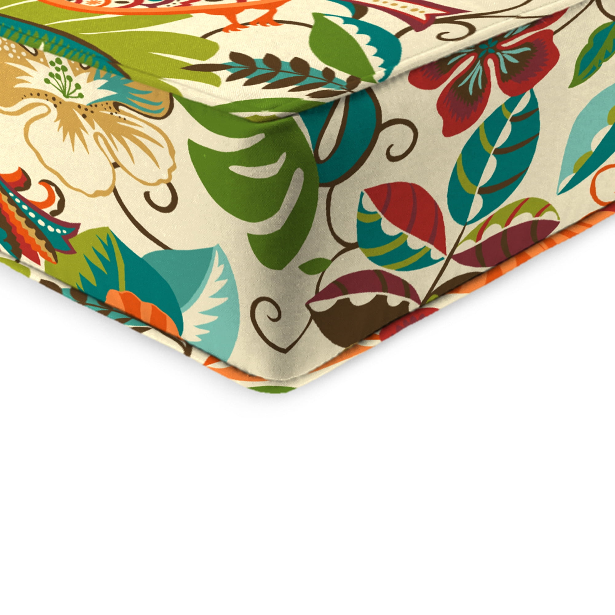 Jordan Manufacturing 46.5" x 24" Lensing Jungle Multicolor Floral Rectangular Outdoor Deep Seat Chair Cushion Set with Welt