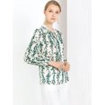 thumbnail image 4 of Allegra K Blusa Estampado Floral Manga Del Obispo Cuello Del Lazo Elegante De Trabajo Para Mujeres Blanco XL Unique Bargains Blusa, 4 of 6