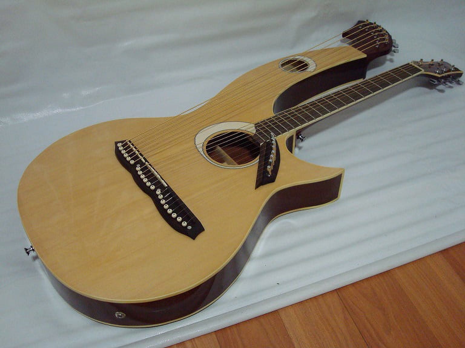 Ktone 6/8-String Right-Handed 12 lbs 41 in Acoustic-Electric Double Neck Harp Guitar with Padded Gig Bag