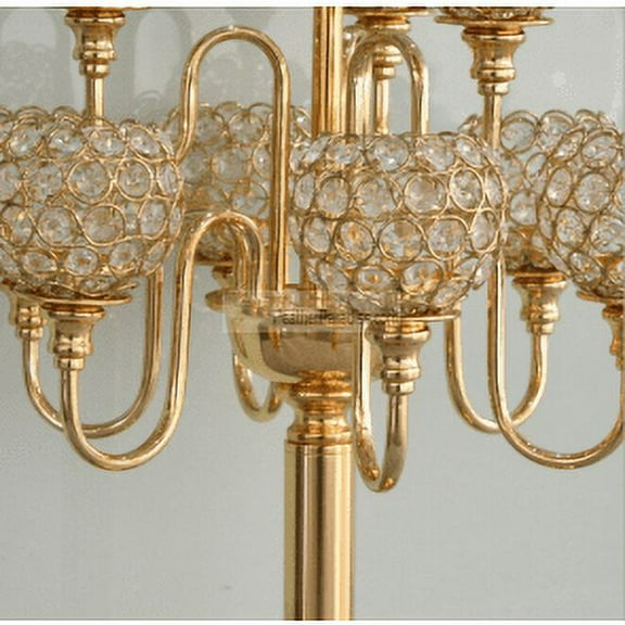Crystal Gold 7 Arms Candelabra/ Floral Riser/Wedding Centerpieces/Flower Ball Stand 33 inches High