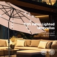 thumbnail image 2 of Alpha Joy 10ft 3 Tier Auto-tilt Outdoor Patio Umbrella Beach Garden Double Vented Table Umbrella with Solar Lights, Beige, 2 of 7