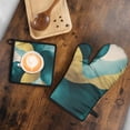 thumbnail image 5 of Teal Gold Marble Kitchen Oven Mitt and Pot Holder Sets 2 Pcs for Baking, Cooking and Grilling, Heat Resistant Up To 392 °F, 5 of 7