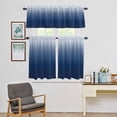thumbnail image 3 of Kitchen Window Curtains Valance and Tier Set, Navy Blue Gradient Ombre Rod Pocket Tier Curtain Valance Set, Minimalist Art Light Filtering Cafe Curtains for Bedroom Living Room, 3 of 9