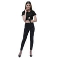 thumbnail image 2 of Moomaya Haut Court Noué devant pour Femmes Manches Courtes Col Rond Tee-Shirt Noué, 2 of 7